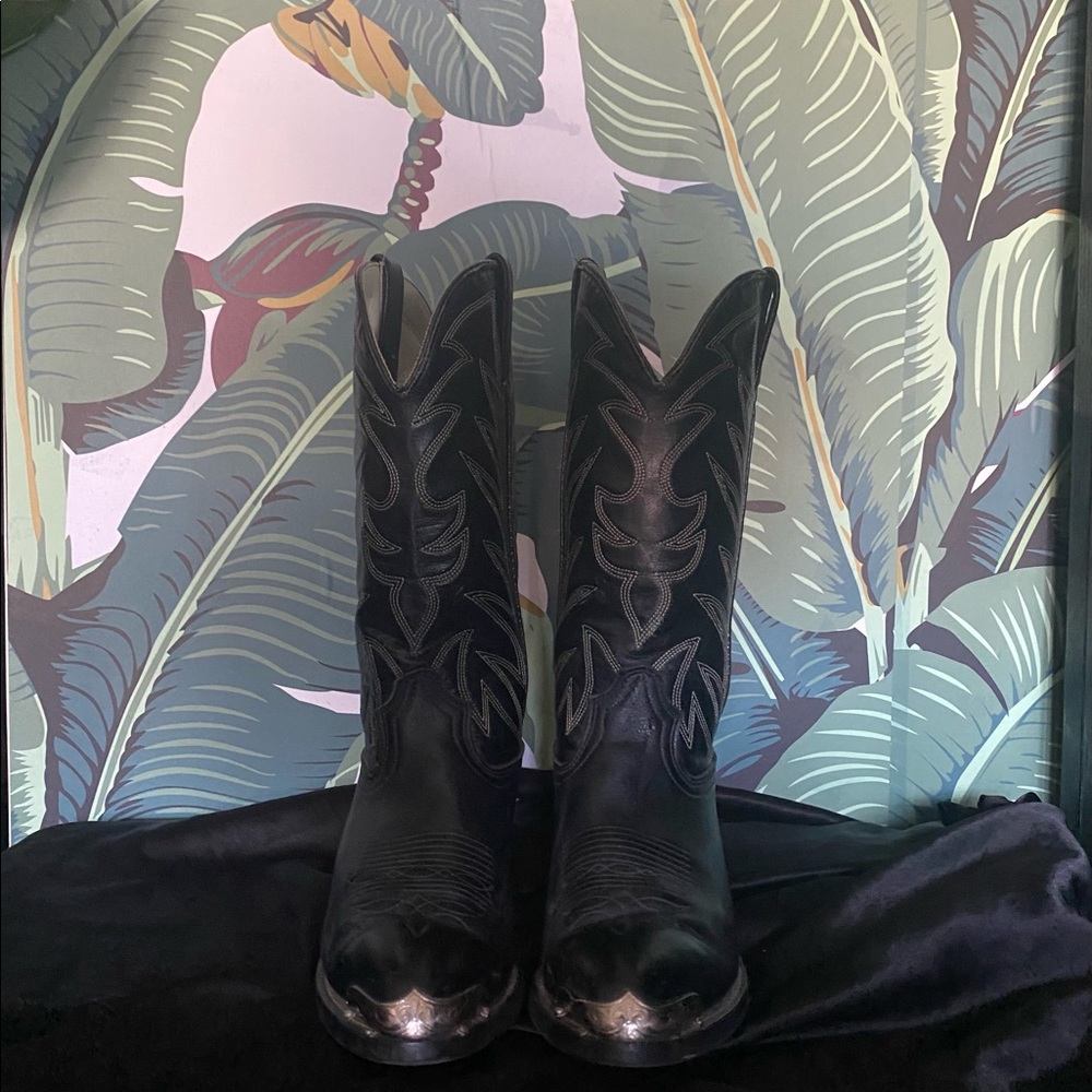 Vintage Black Leather cowboy boots men’s sz9